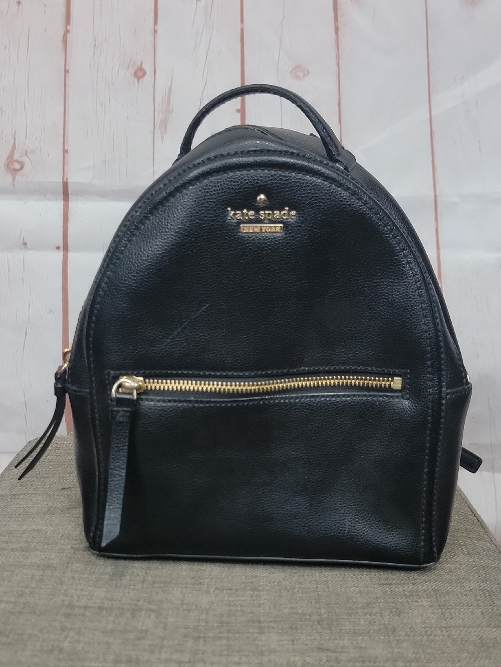 kate spade Black Leather Small Arch Backpack with Gold Hardware - Picture 1 of 6